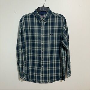 Ralph Lauren Chaps Mens XL Long Sleeve Button Down Blue Green Plaid Dress Shirt